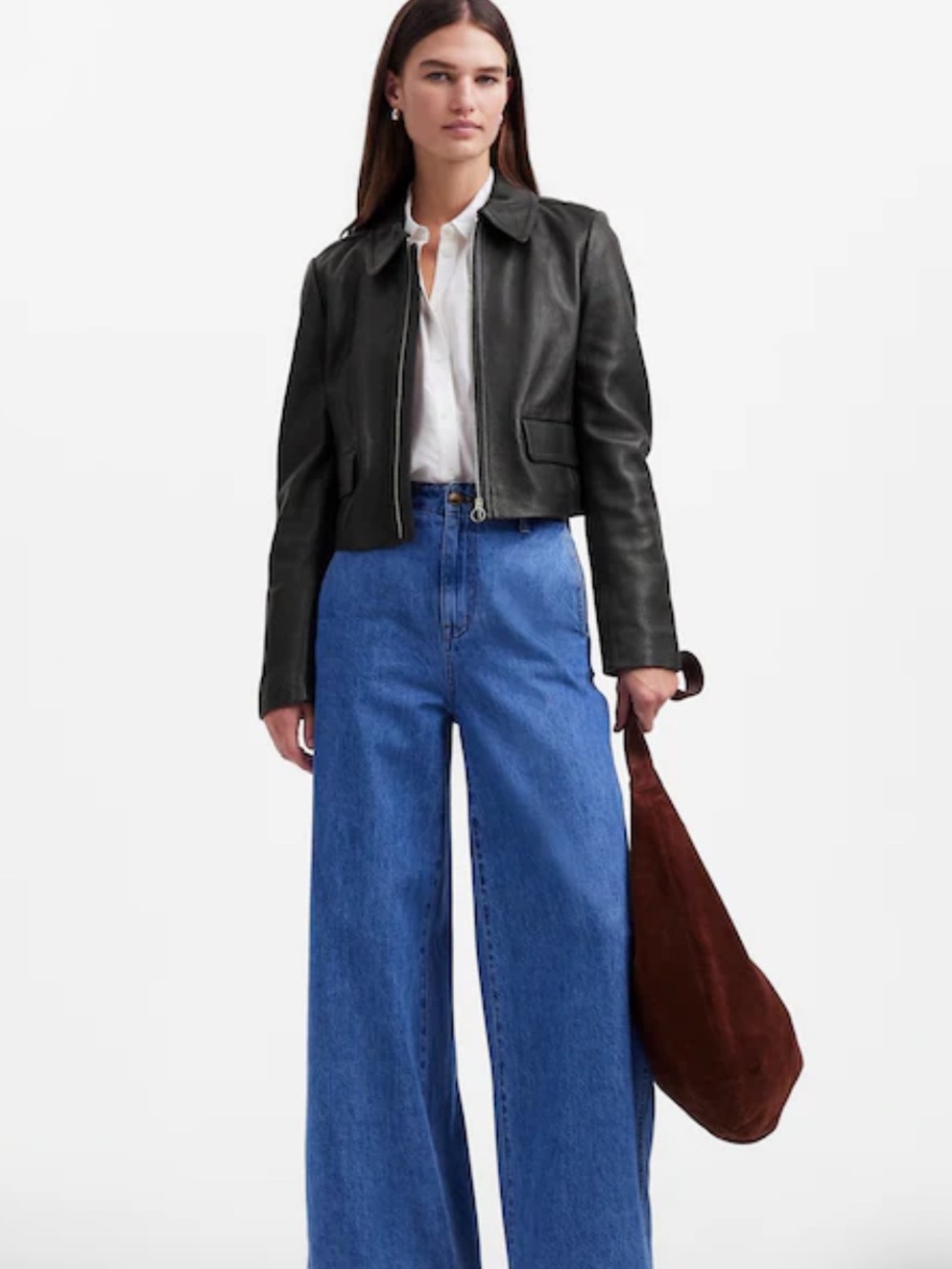 Madewell Shrunken Zip-Front Jacket in Leather